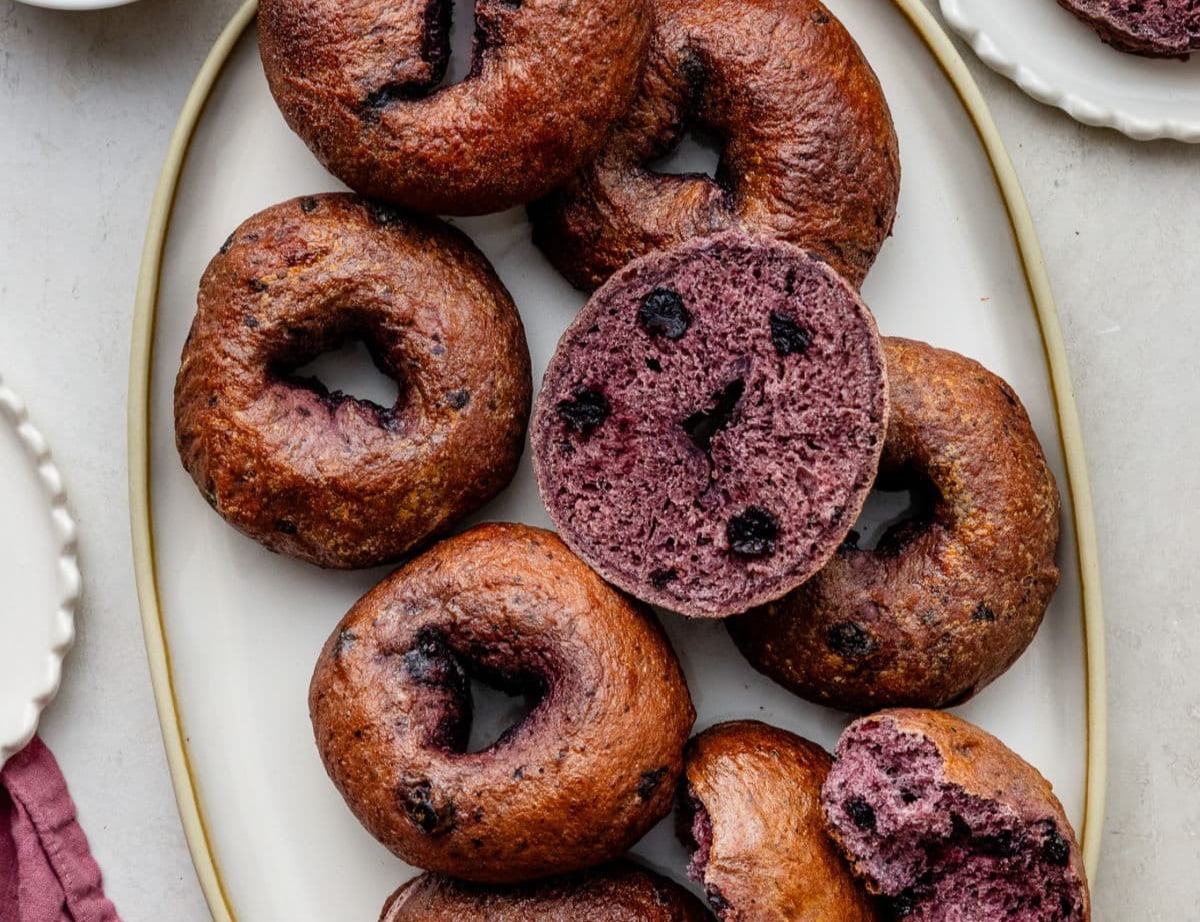 Homemade Blueberry Bagels suggested serving