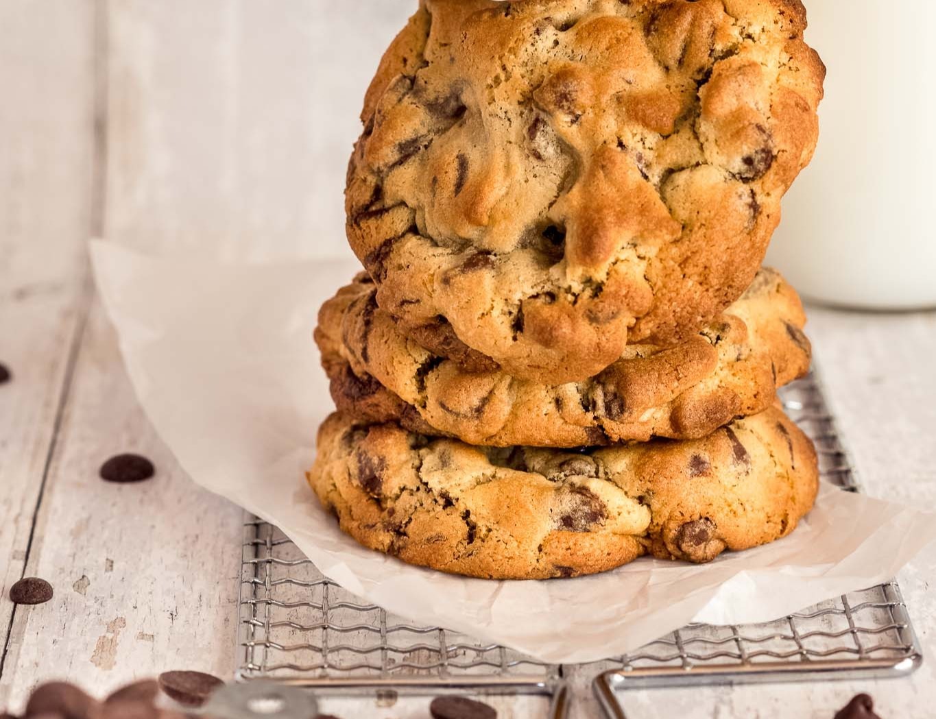 Levain-Inspired Two-Chip Chocolate Chip Cookies top view